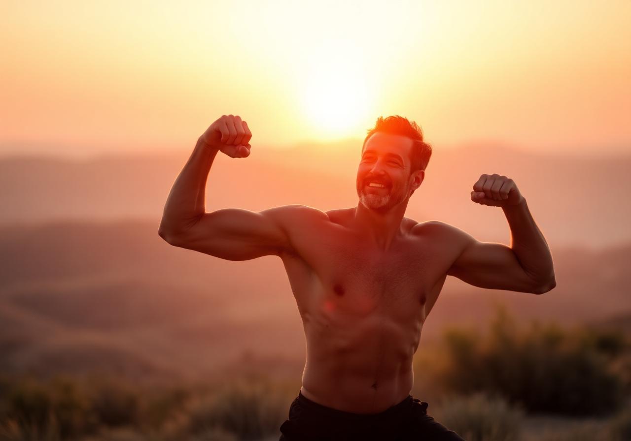Energetic man enjoying restored vitality