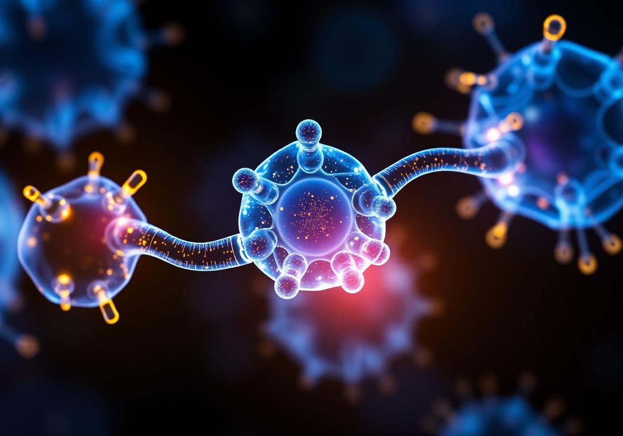 NAD+ molecules powering mitochondria in cells